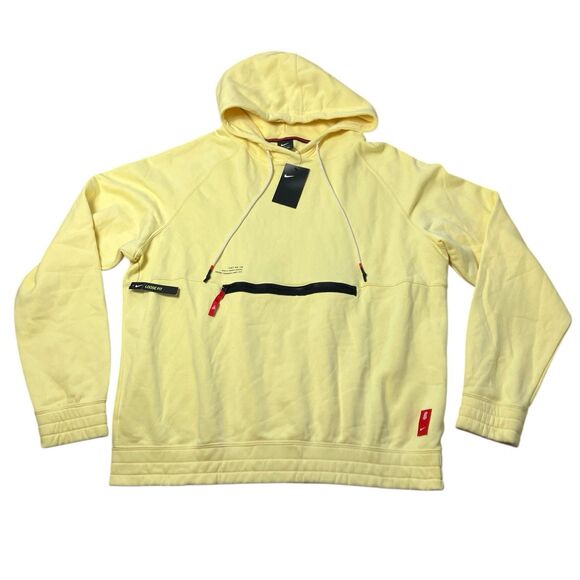 Nike Kyrie Hoodie Mens XL Yellow Loose Fit Pullover Zip Pocket NWT BV9297-747